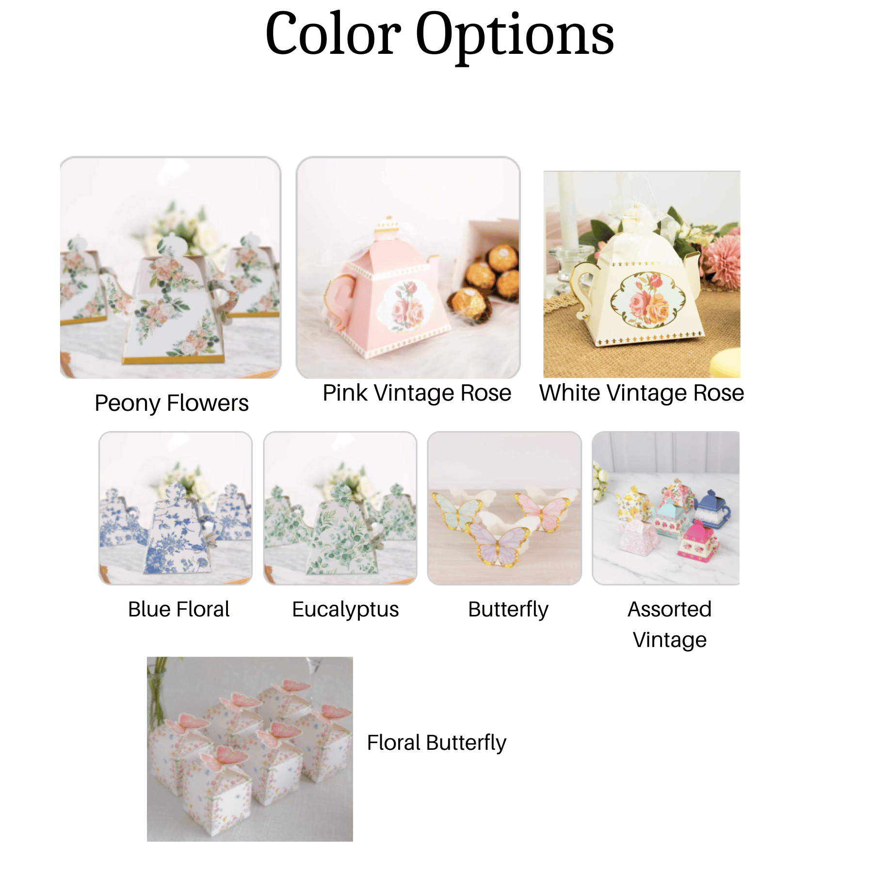 Mini Teapot Party Favor Boxes | 25-Pack Pink Peony Floral Gift Boxes