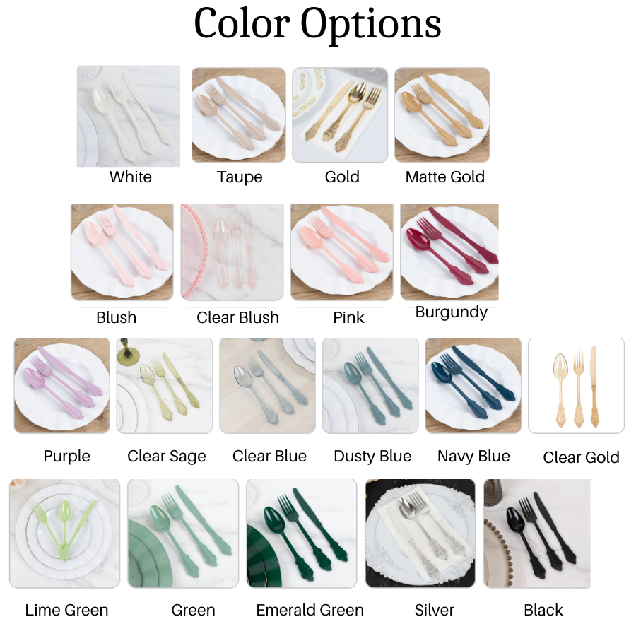 72 Piece Disposable Plastic Silverware Set | Elegant Disposable Cutlery
