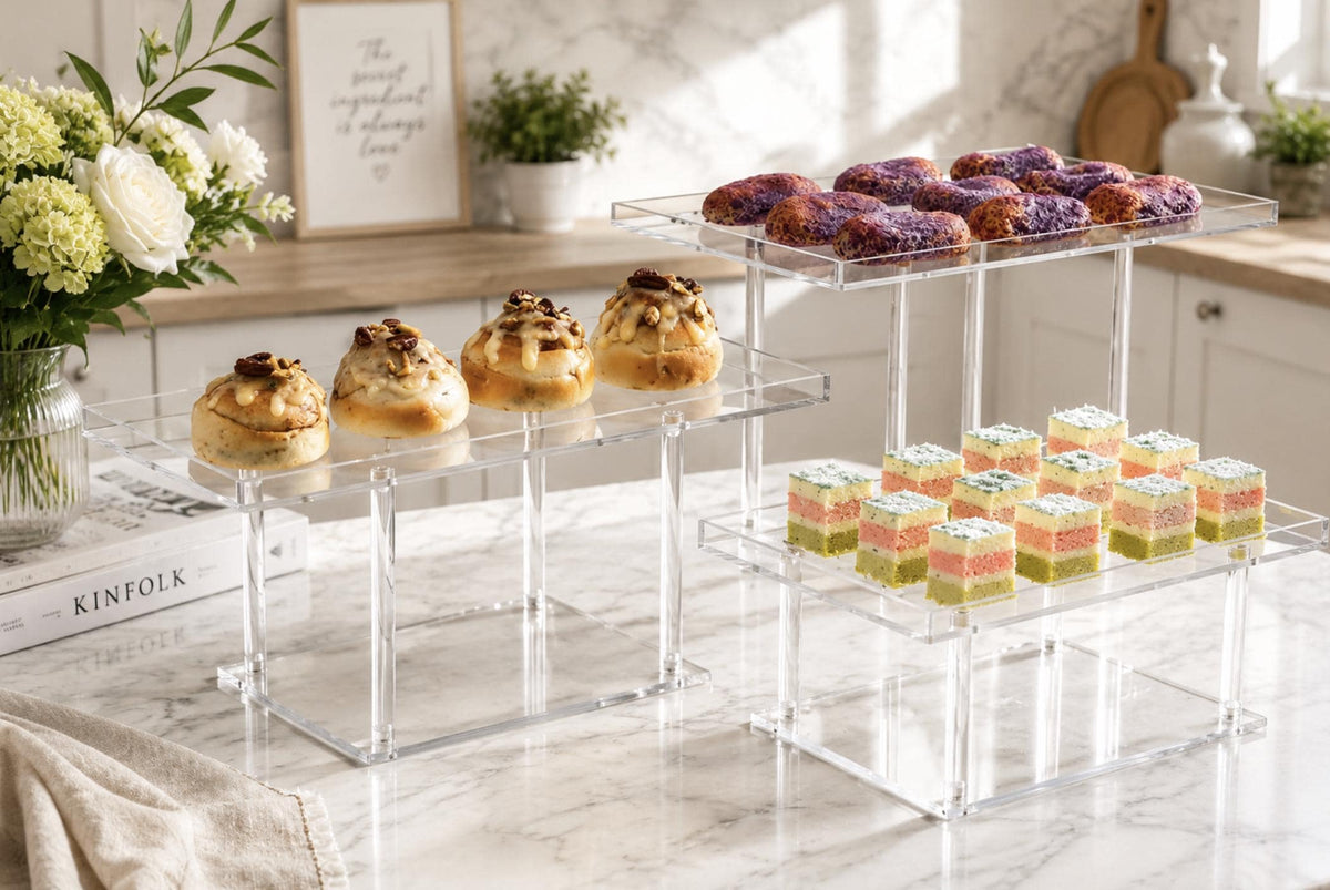 3 - Tier Acrylic Dessert Display Stand - Clear Cake Stands for Events - Pretty Party Boxx