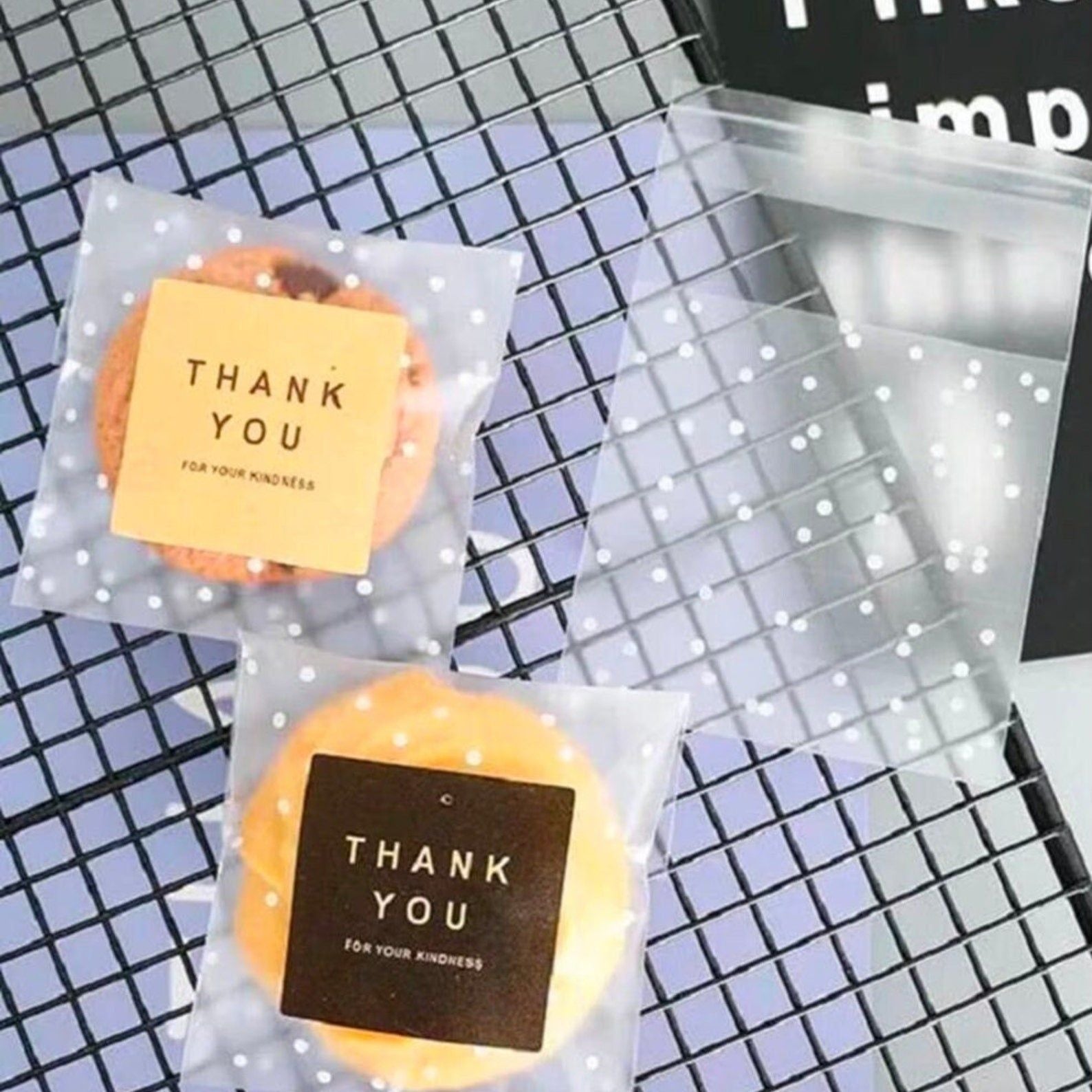 Thank you stickers for clear bags and packaging – small square labels
