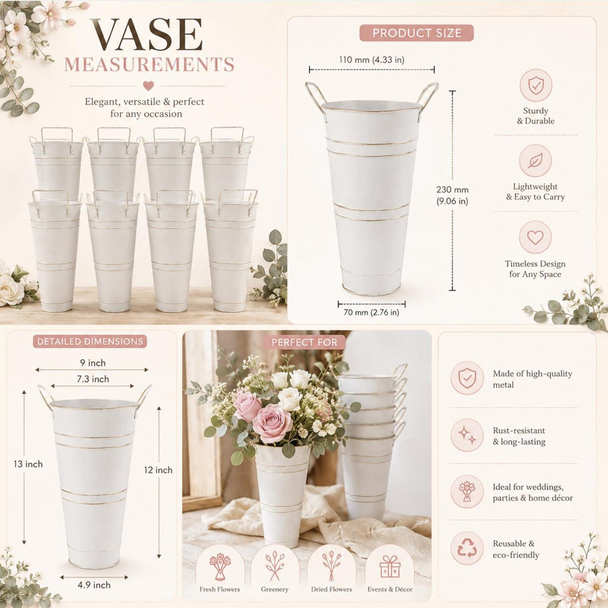DIY Flower Bar Kit – White Tin Bouquet Station - Pretty Party Boxx