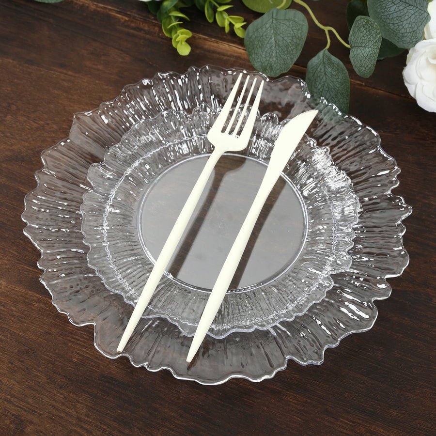 20 - Pack Reef Design Round Plastic Dessert Plates – Elegant Disposable Party Plates for Weddings, Events & Catering