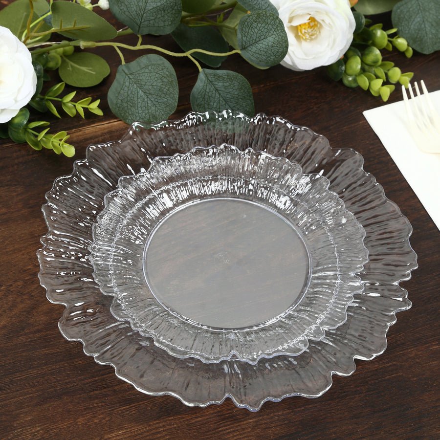 20 - Pack Reef Design Round Plastic Dessert Plates – Elegant Disposable Party Plates for Weddings, Events & Catering