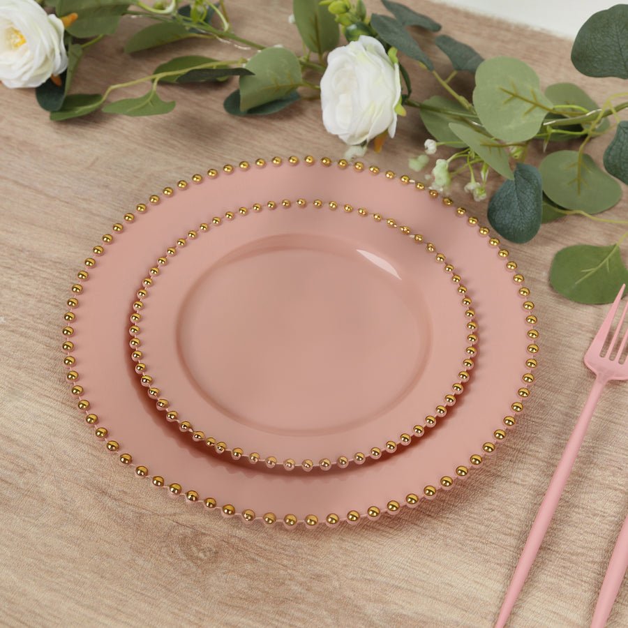 10 - Pack Beaded Rim Round Fancy Disposable Plates - Pretty Party Boxx