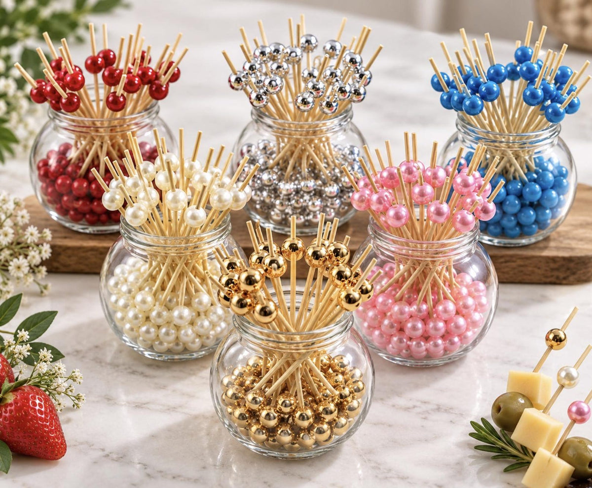 Decorative Themed Fancy Toothpicks - Fun Party Toothpicks for Cocktails & Appetizers - Pretty Party Boxx