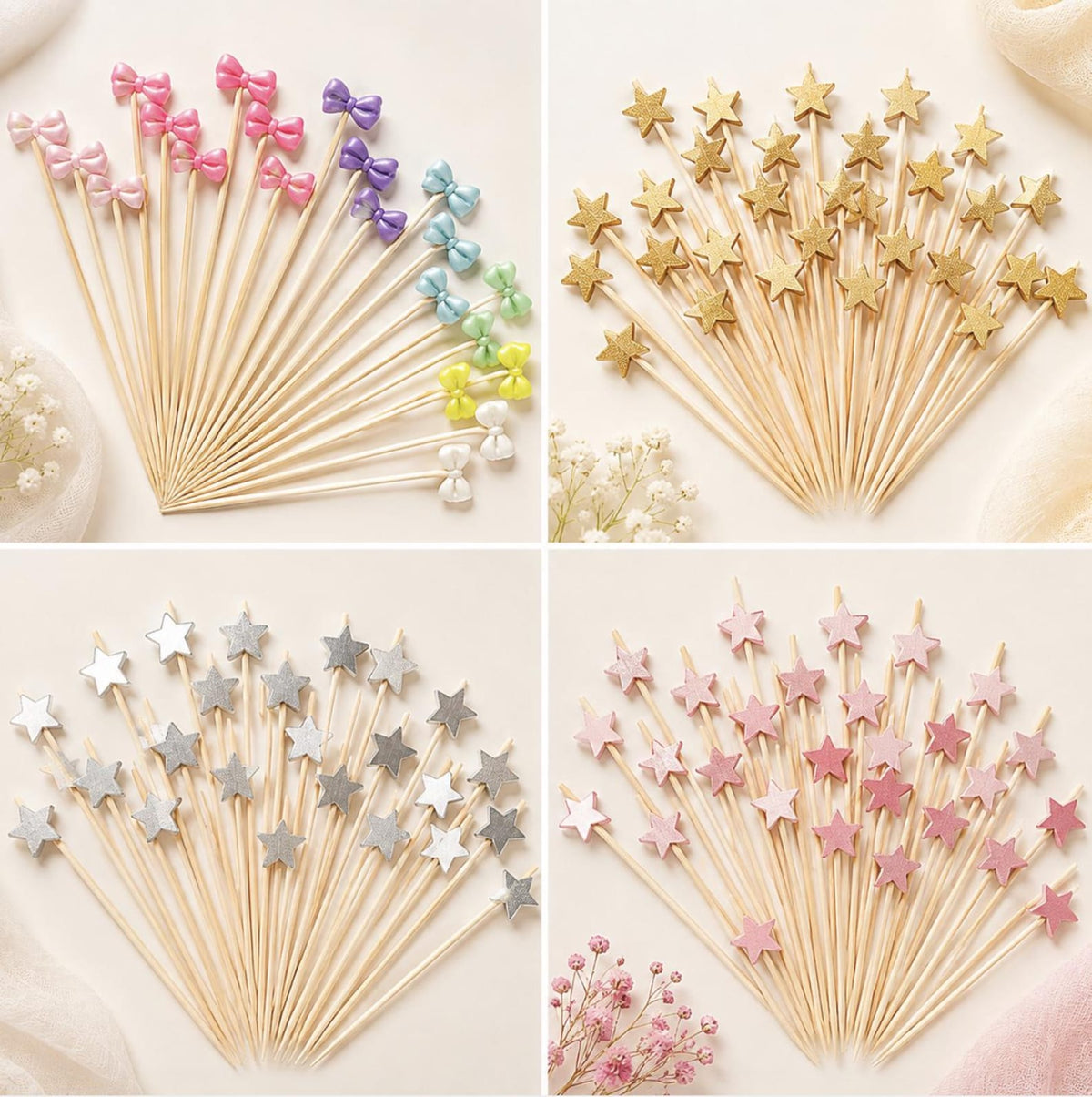 Decorative Themed Fancy Toothpicks - Fun Party Toothpicks for Cocktails & Appetizers - Pretty Party Boxx