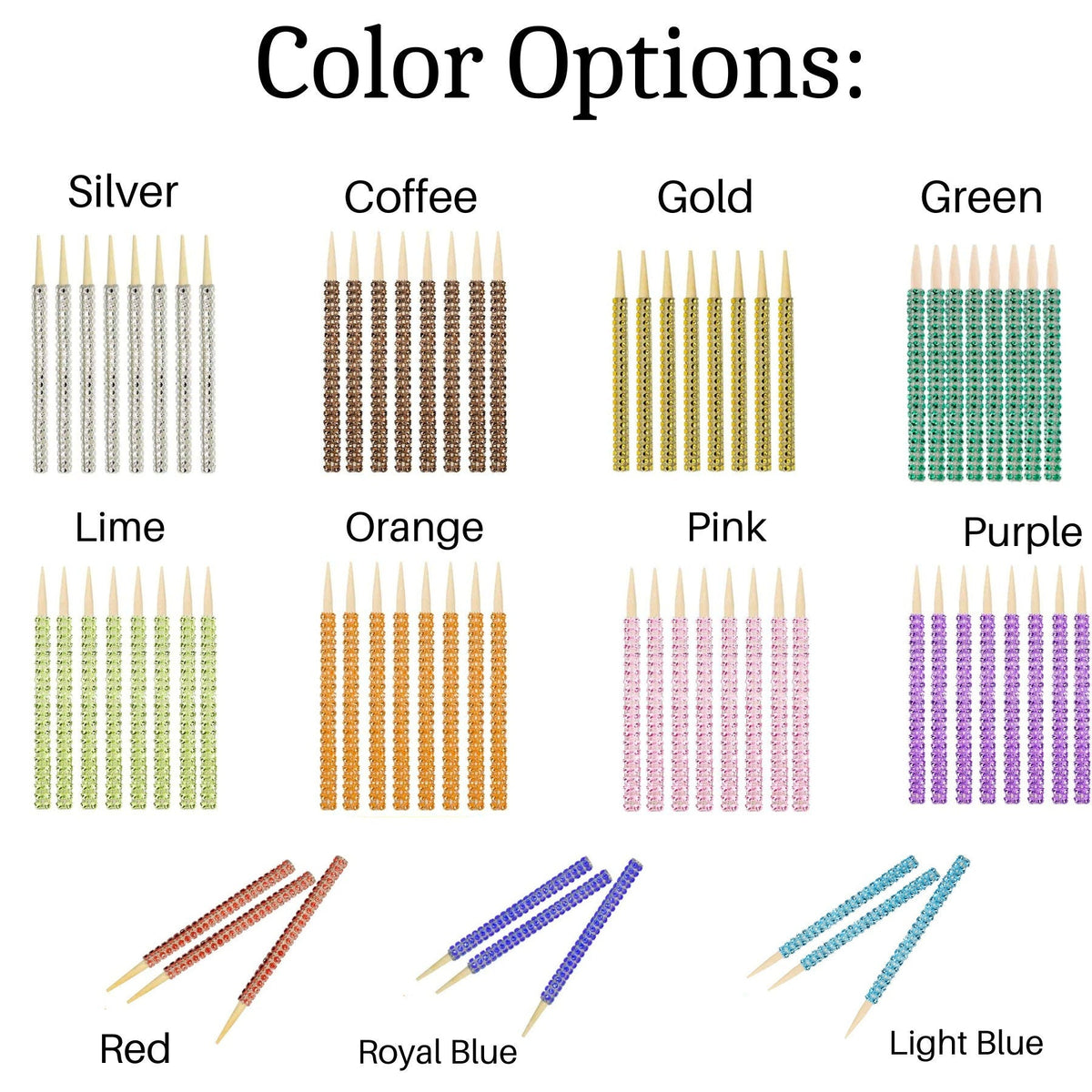 Decorative bling sticks for candy apples, caramel apples and dessert table favors