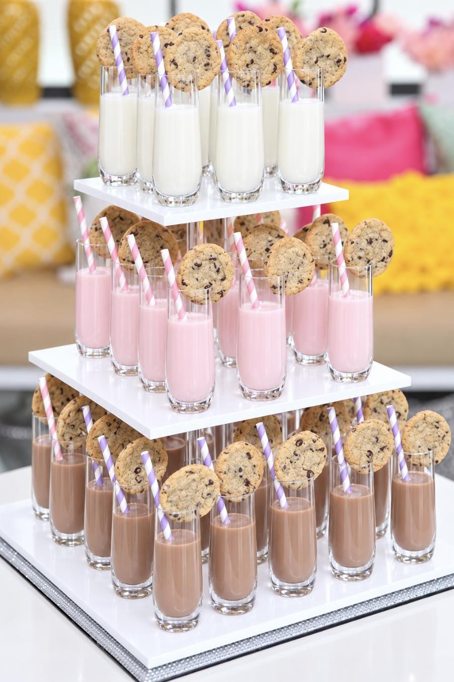 Mini Dessert Cups (3 oz) – Set of 12 Clear Acrylic Cups with Striped Paper Straws for Milk & Cookies & Party Desserts