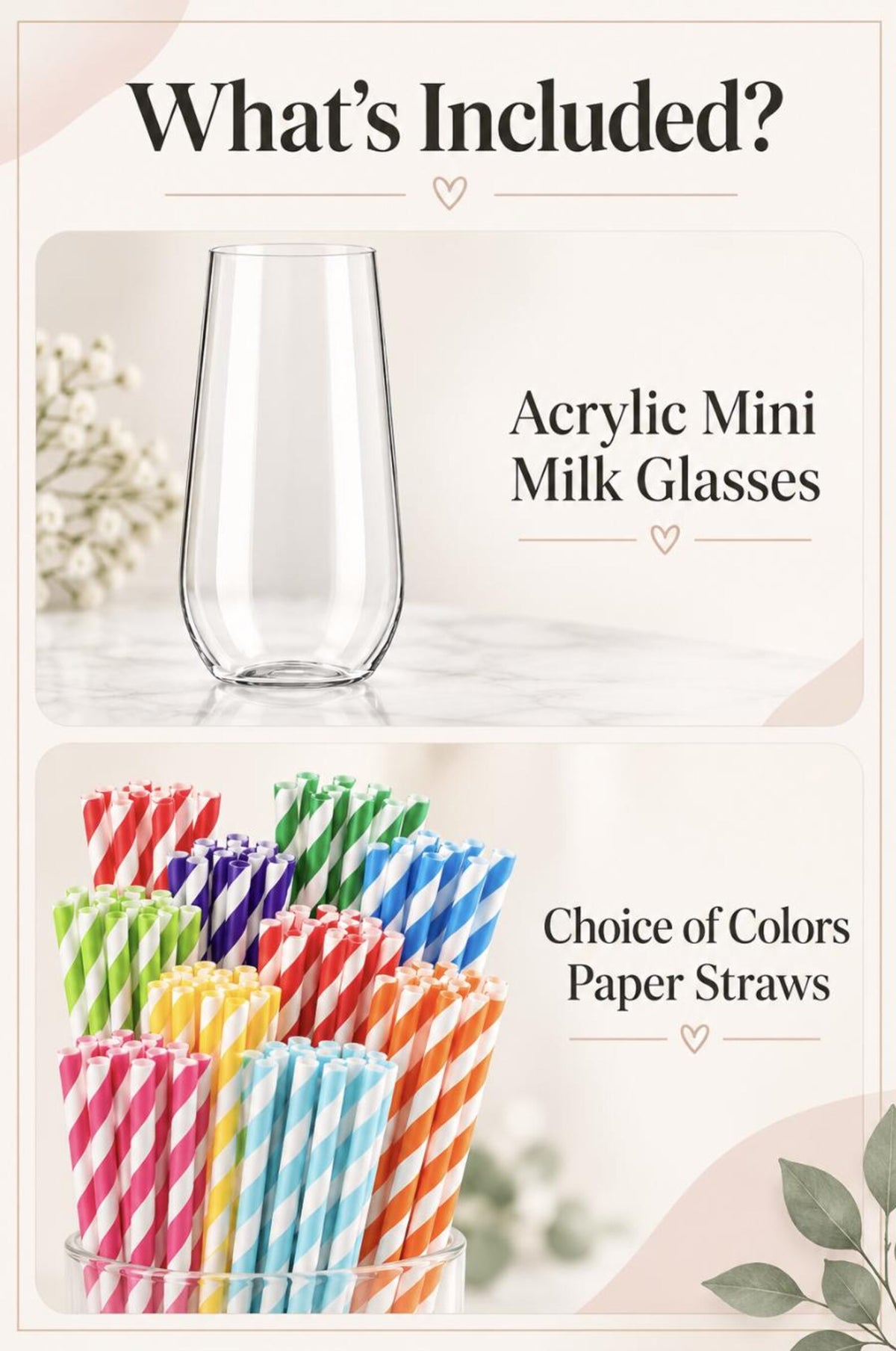 Mini Dessert Cups (3 oz) – Set of 12 Clear Acrylic Cups with Striped Paper Straws for Milk & Cookies & Party Desserts