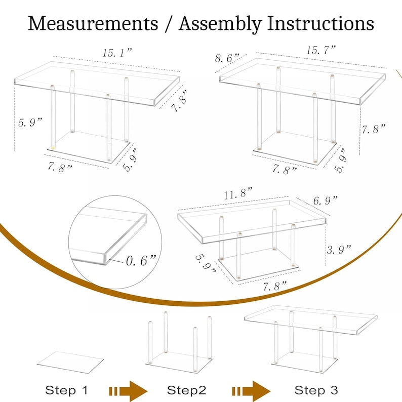 Clear acrylic display stands dimensions creating stunning tiered presentation at celebration