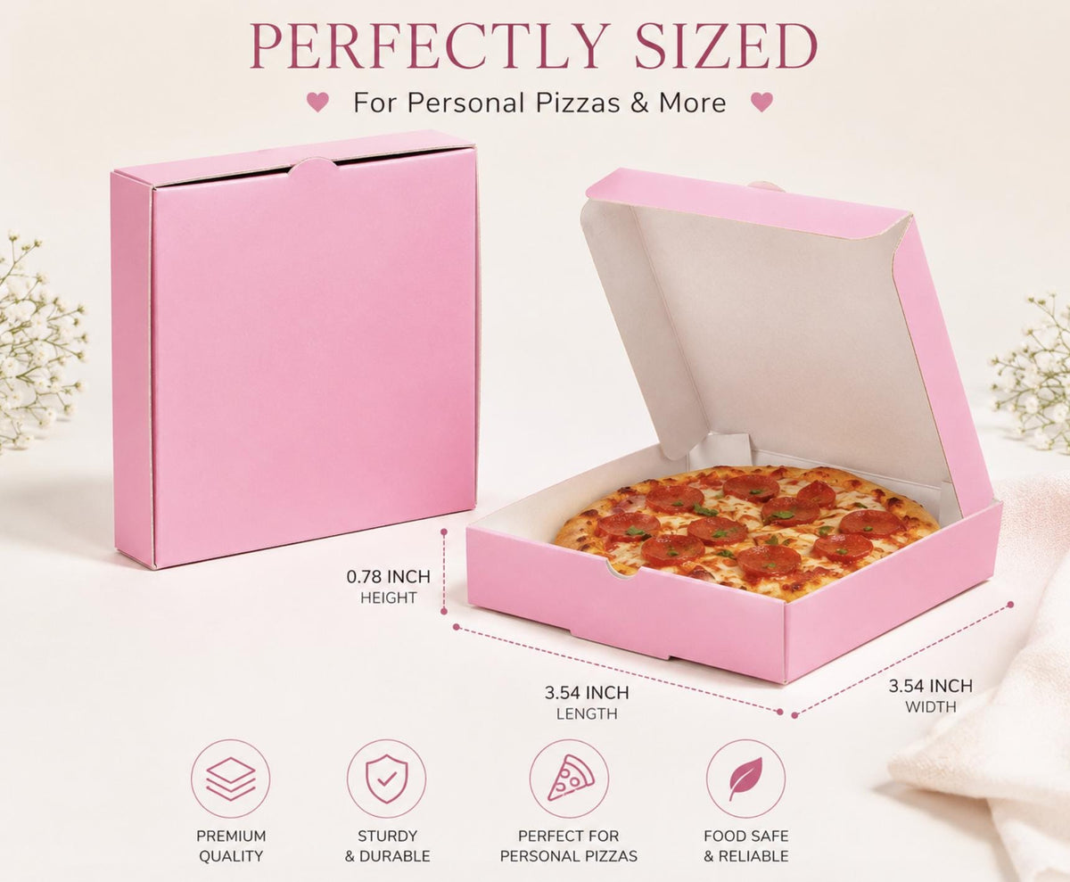 Pink Mini Pizza Boxes - Cute Party Favors for Pizza Themed Celebrations & Events - Pretty Party Boxx