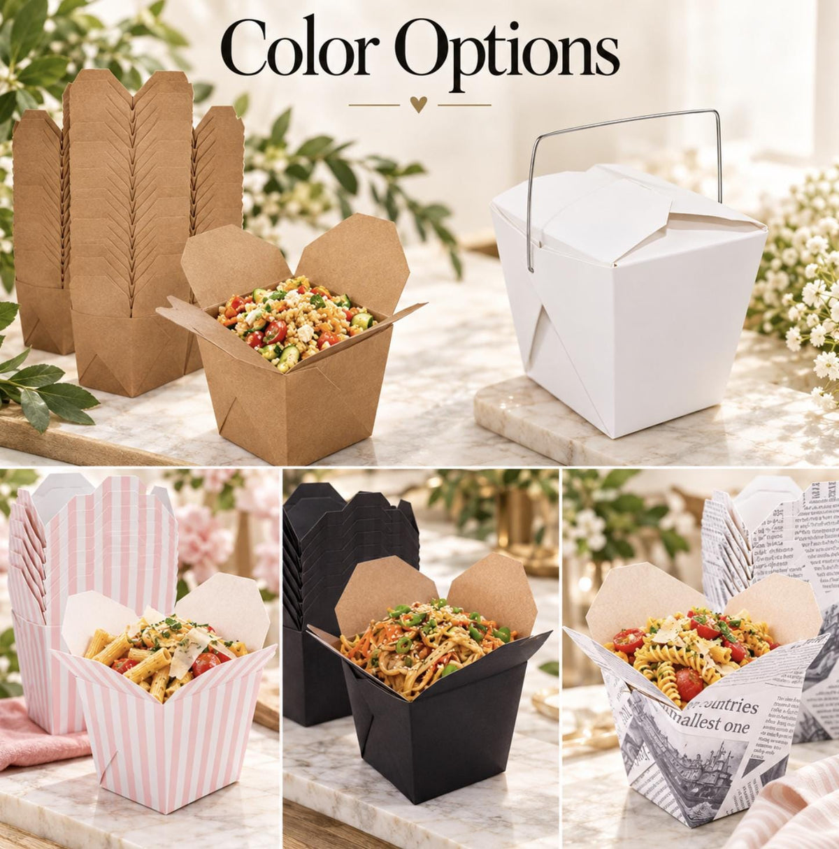 Mini Chinese Take Out Boxes with Wooden Chopsticks – White or Kraft - Pretty Party Boxx