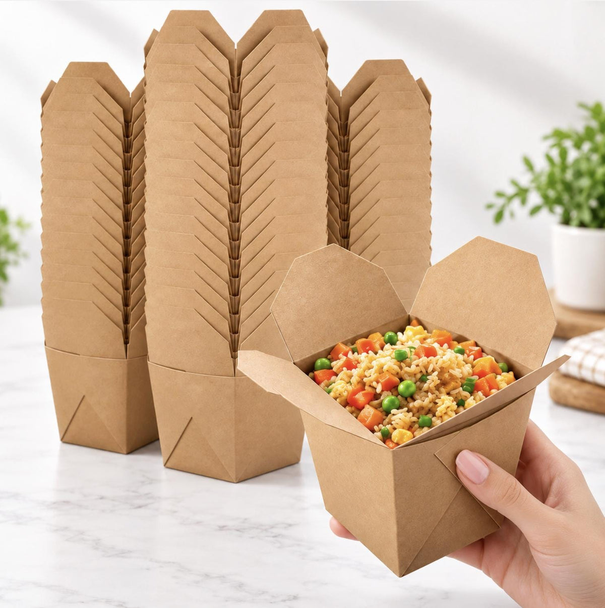 Mini Chinese Take Out Boxes with Wooden Chopsticks – White or Kraft - Pretty Party Boxx