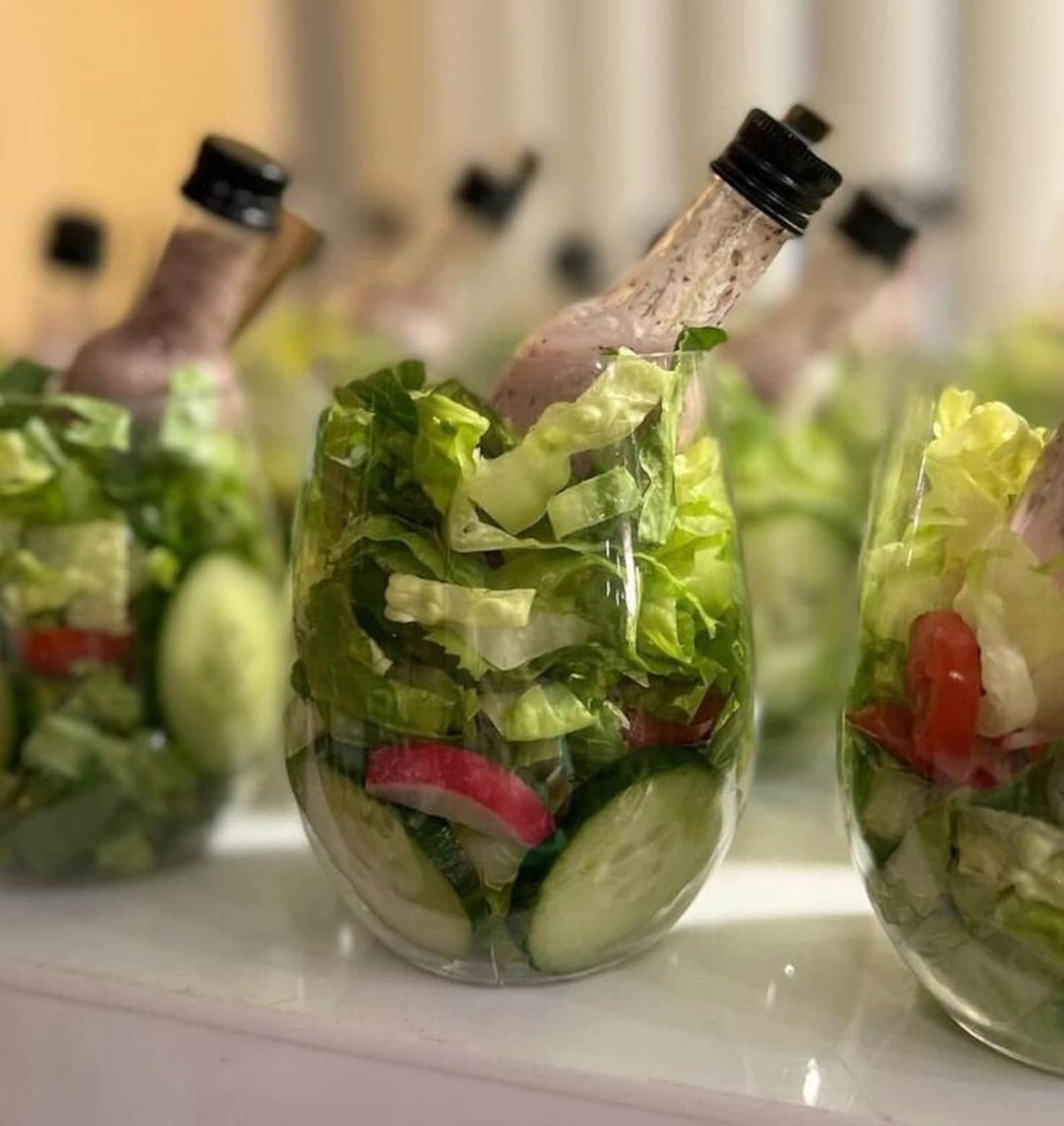 Acrylic Salad Cups with Mini Dressing Bottles & Forks - Set of 20 - Pretty Party Boxx