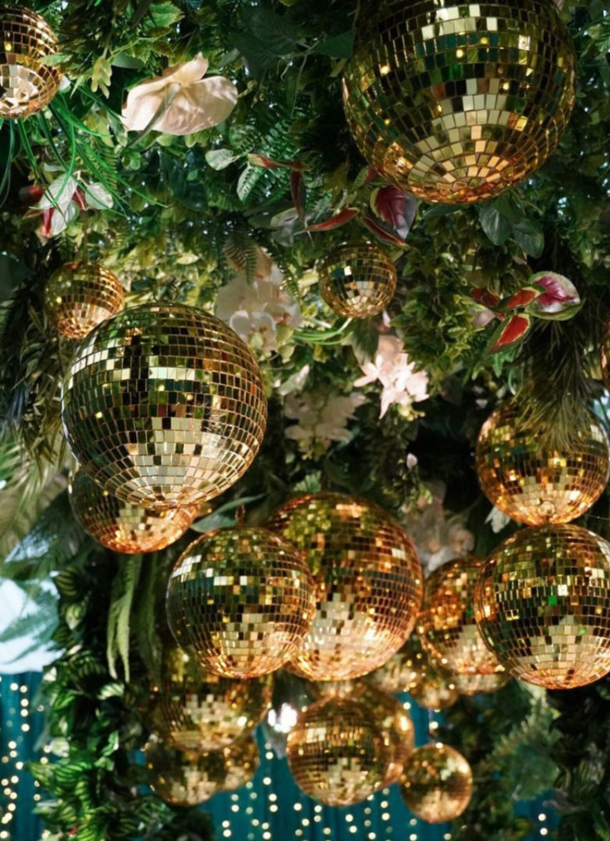25 - Pack Gold Disco Mirror Balls - Assorted Sizes Party Decoration - Pretty Party Boxx