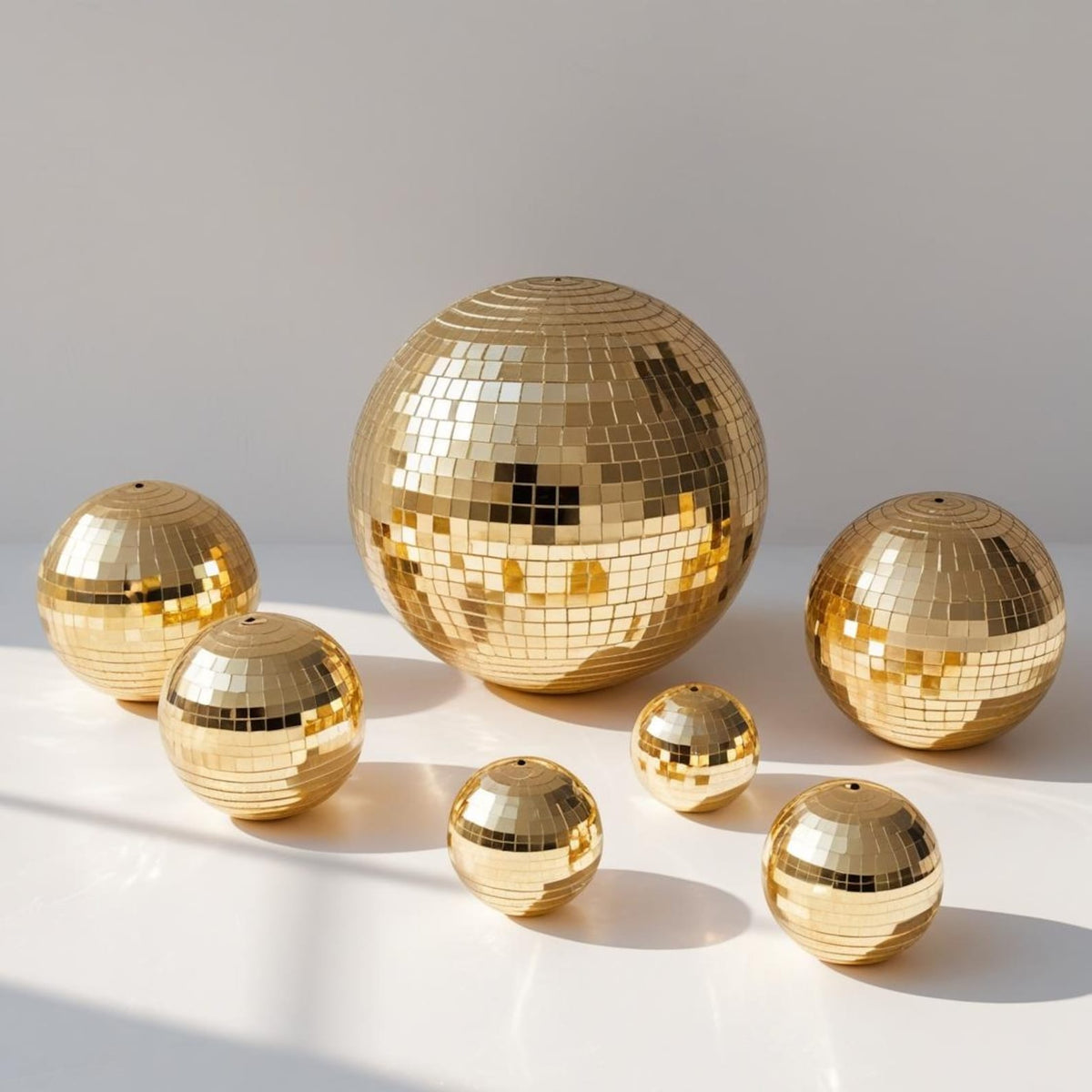 25 - Pack Gold Disco Mirror Balls - Assorted Sizes Party Decoration - Pretty Party Boxx