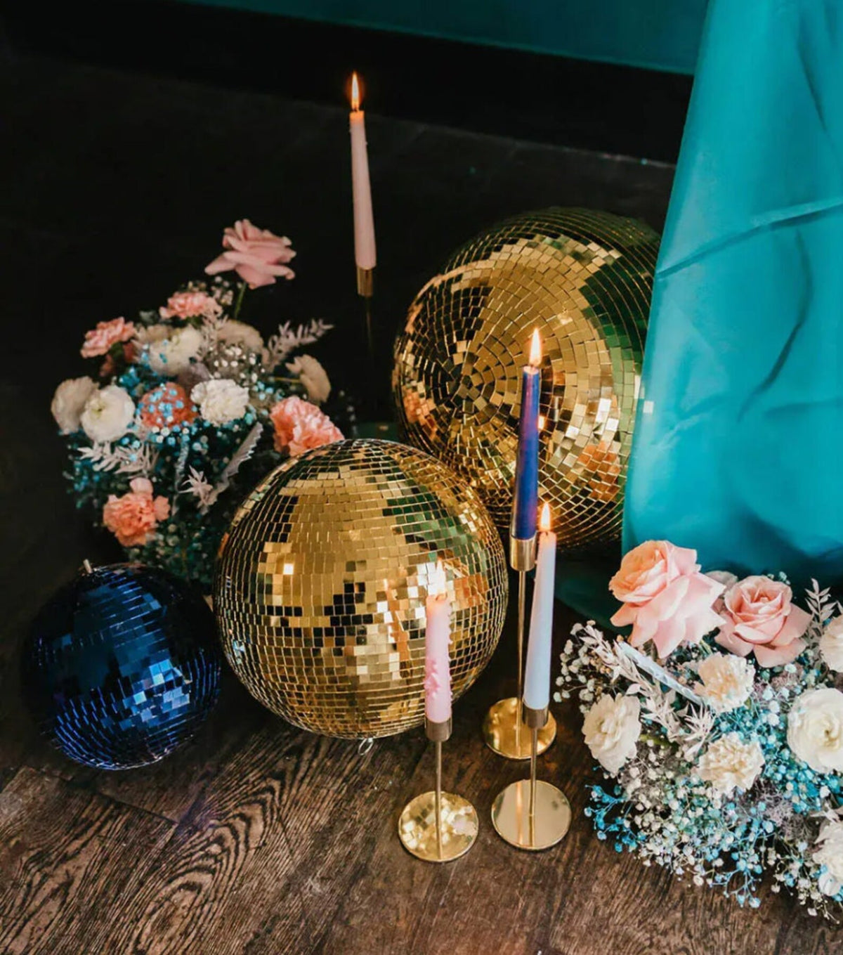 25 - Pack Gold Disco Mirror Balls - Assorted Sizes Party Decoration - Pretty Party Boxx