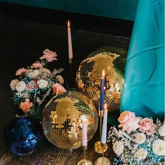 6 - Inch Mirror Disco Ball Decorations – Assorted Colors (Gold, Silver, Blue, Hot Pink) - Pretty Party Boxx