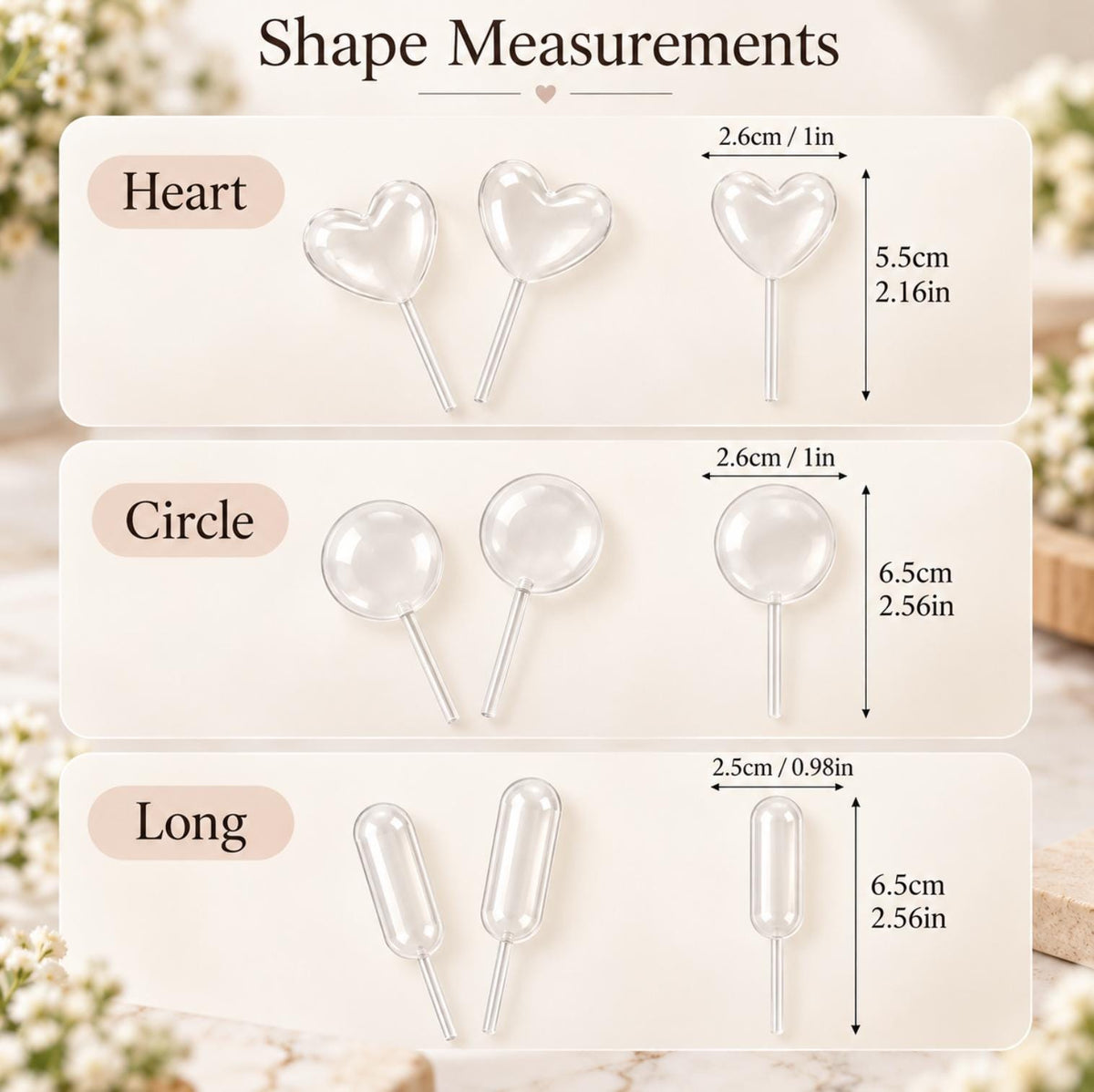 Mini Pipettes for Desserts – Food - Grade Cupcake & Donut Pipette Droppers (3 Shapes: Round, Rectangle & Heart)