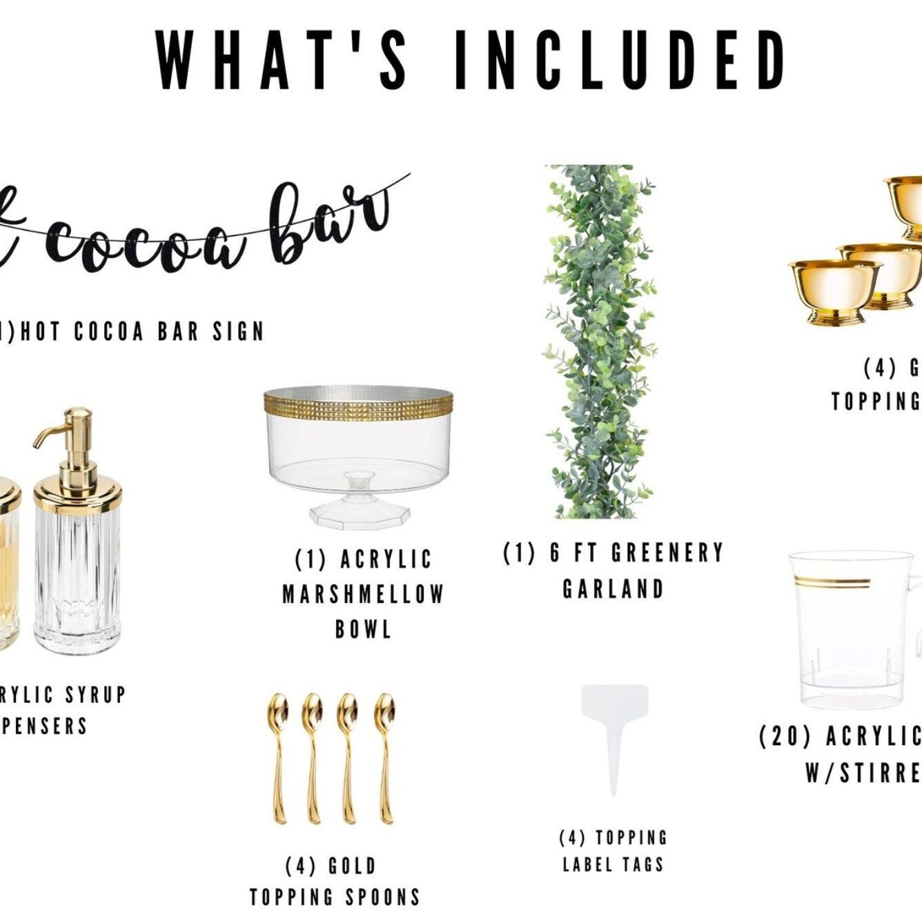 Gold topping bowls and matching spoons from hot cocoa bar kit