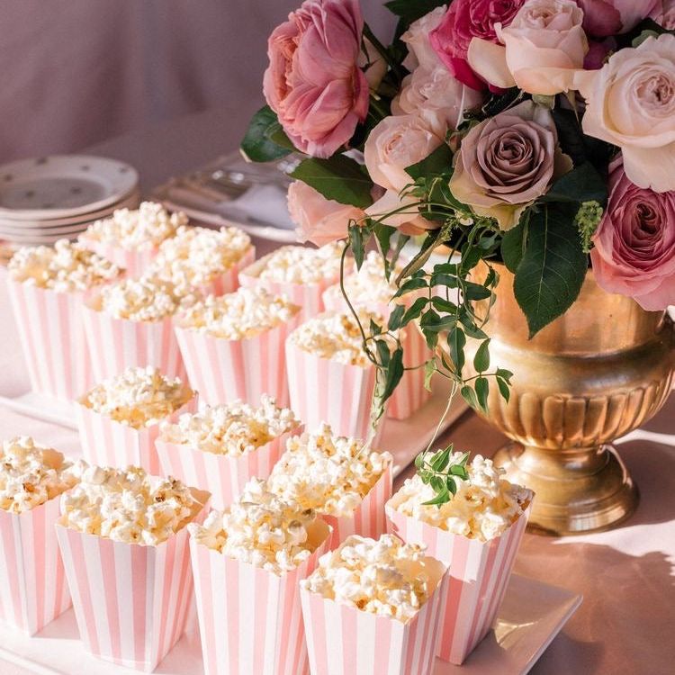 Mini Popcorn Cups for Parties Set of 12 – Scalloped Treat Boxes for Popcorn, Candy & Snacks (3 x 4 x 3 inches)