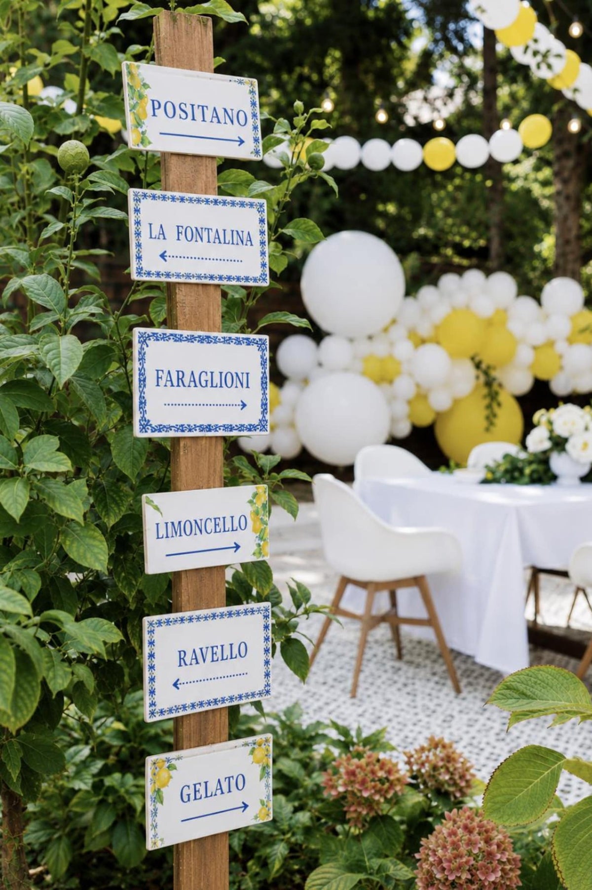 Set of 6 Italian Themed Party Signs – Amalfi Coast & Lemon Decor for Bridal Showers, Baby Showers & Birthday Parties