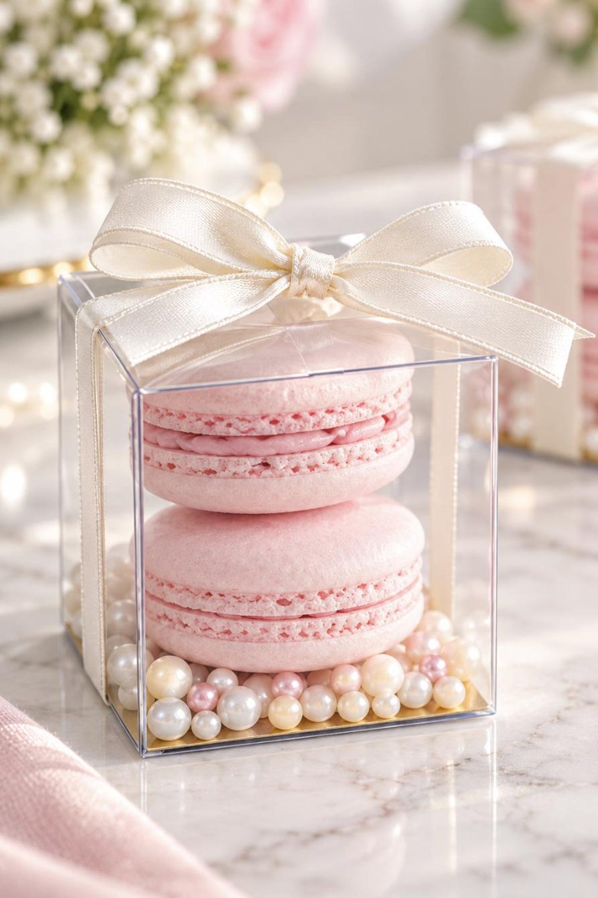 Clear Single Macaron / Macaroon & Oreo Favor Box – Transparent PET Cube for Weddings, Showers & Bakery Packaging