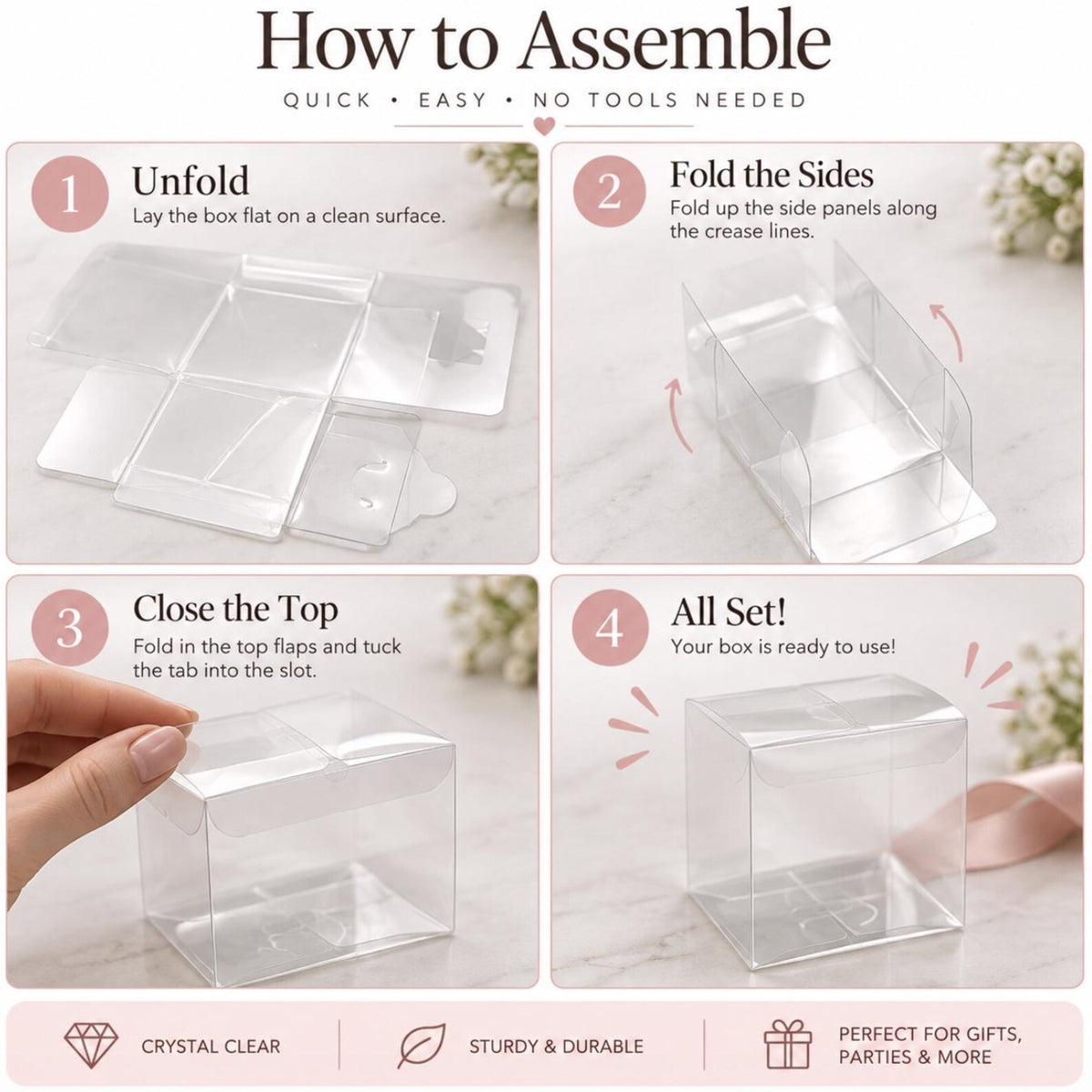 Clear Single Macaron / Macaroon & Oreo Favor Box – Transparent PET Cube for Weddings, Showers & Bakery Packaging
