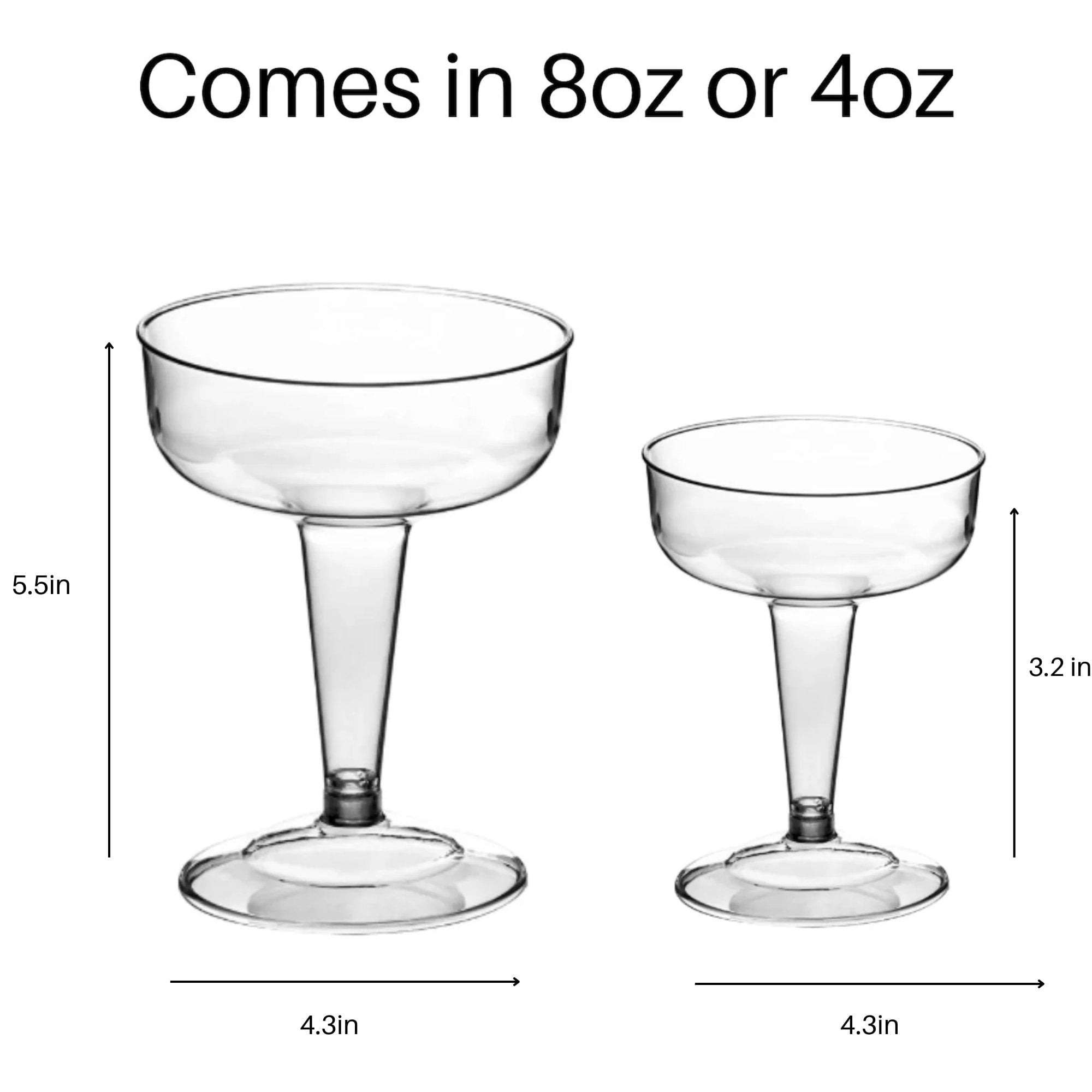 Measurements for clear acrylic salad cups