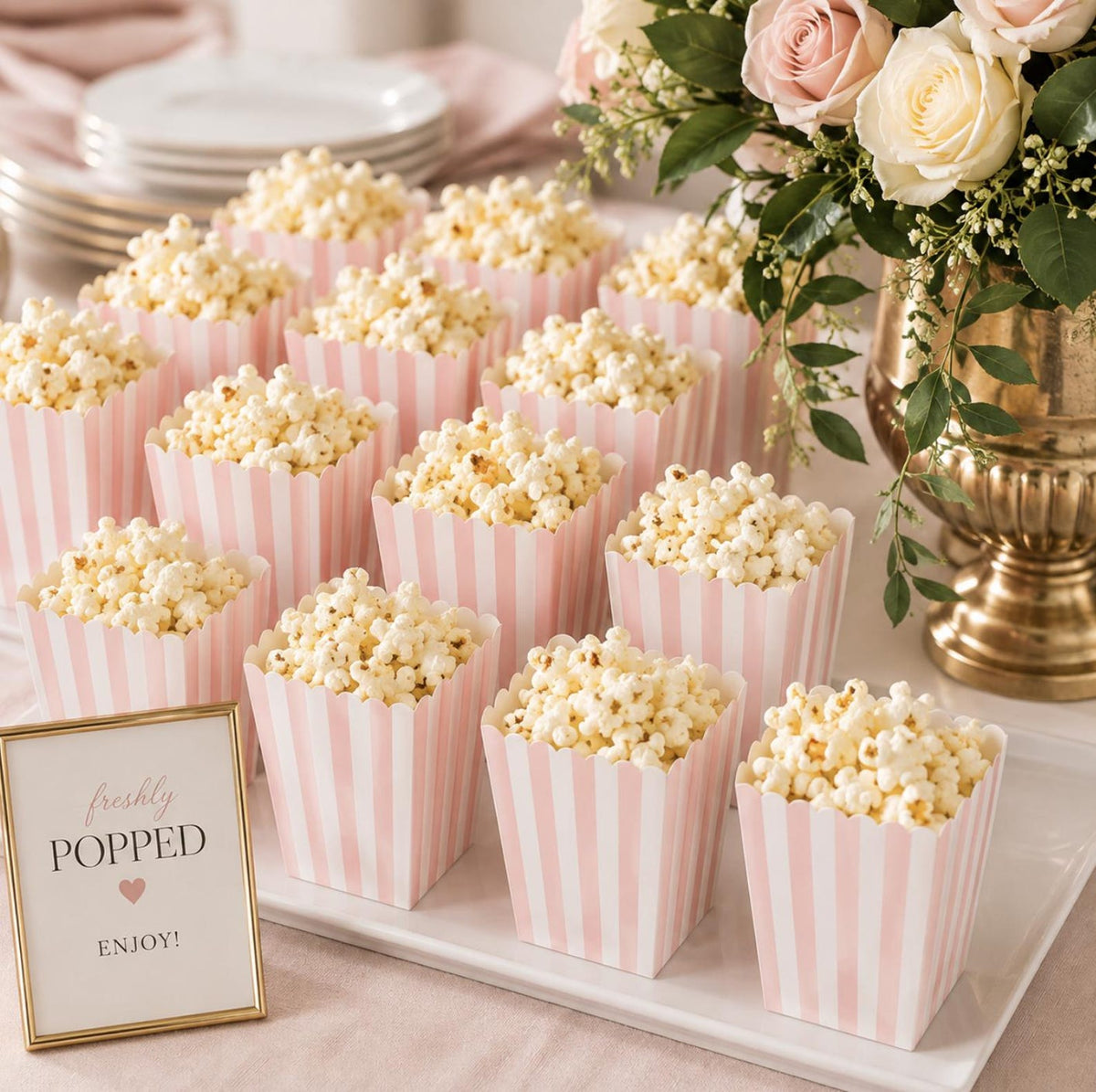 Mini Popcorn Cups for Parties Set of 12 – Scalloped Treat Boxes for Popcorn, Candy & Snacks (3 x 4 x 3 inches)