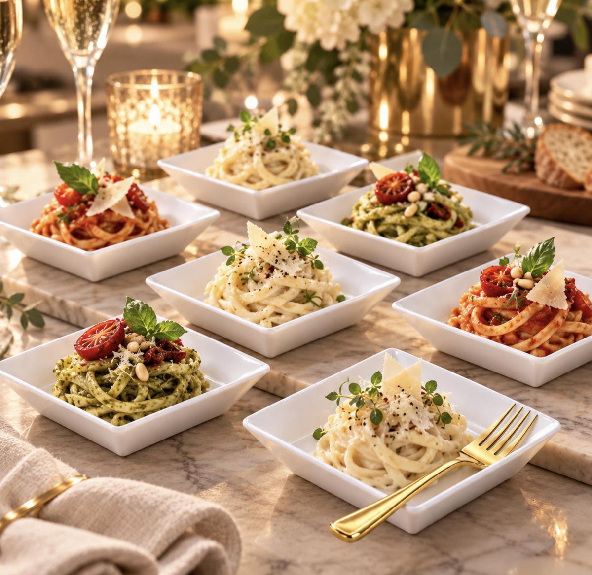Mini Appetizer Plates & Forks 20 - Piece Set - Disposable Party Bowls - Pretty Party Boxx