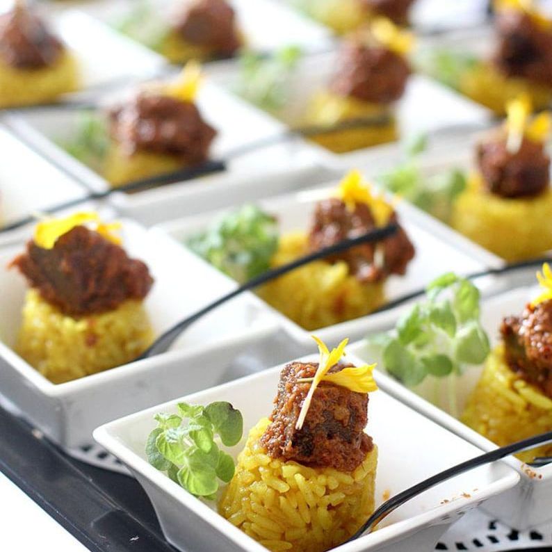 Mini appetizer plates 20-piece set with matching forks displayed elegantly for catering events and weddings
