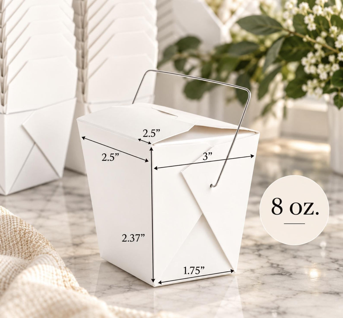 Mini Chinese Take Out Boxes with Wooden Chopsticks – White or Kraft - Pretty Party Boxx