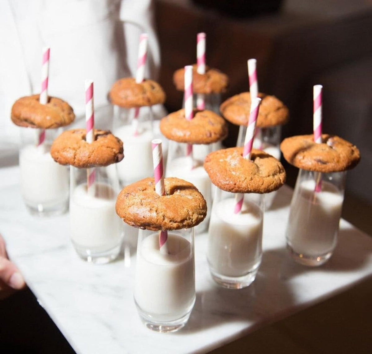 Mini Dessert Cups (3 oz) – Set of 12 Clear Acrylic Cups with Striped Paper Straws for Milk & Cookies & Party Desserts