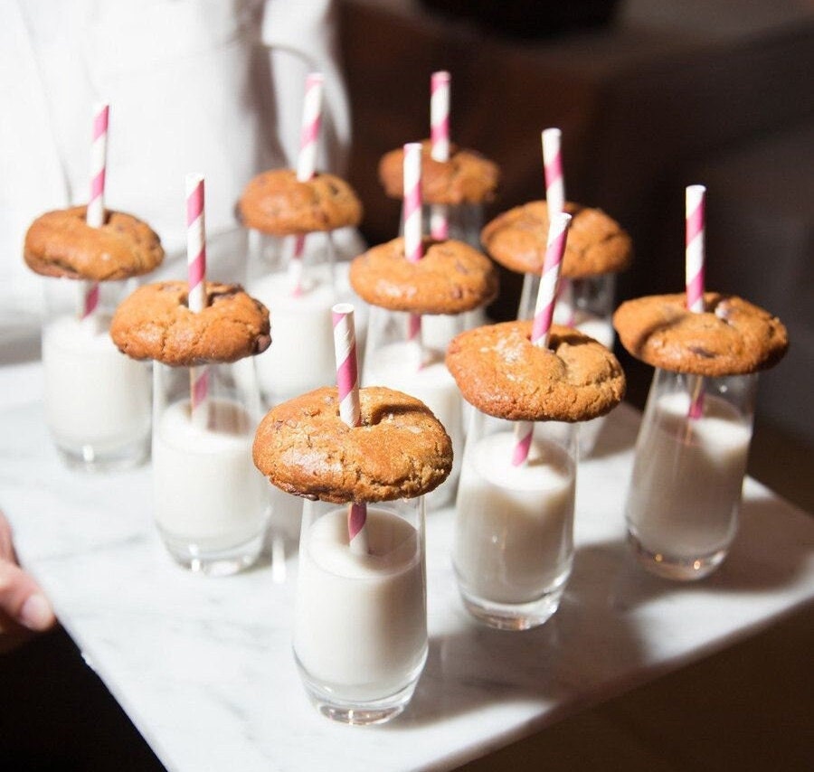 Mini Dessert Cups (3 oz) – Set of 12 Clear Acrylic Cups with Striped Paper Straws for Milk & Cookies & Party Desserts