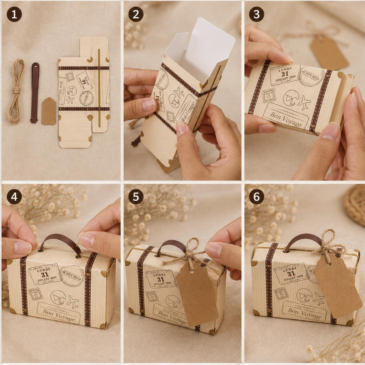 Foldable Mini Suitcase Party Favor Boxes for Travel Themed Parties - Pretty Party Boxx