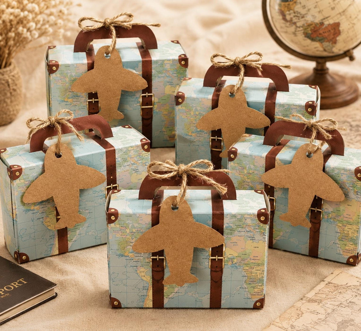 Foldable Mini Suitcase Party Favor Boxes for Travel Themed Parties - Pretty Party Boxx