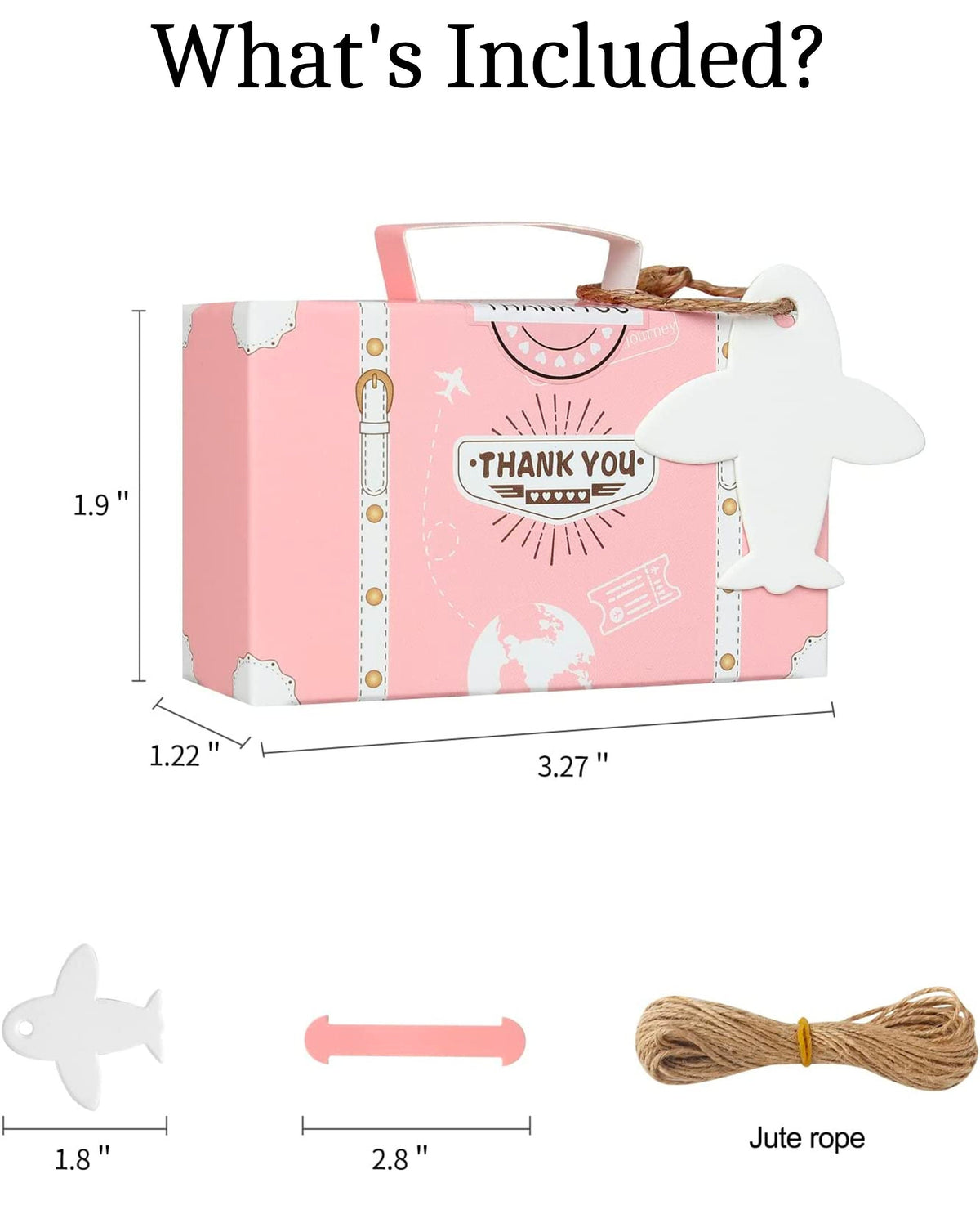Mini Travel Suitcase Favor Boxes with Compass Charm & Twine – Vintage Party Favor Boxes for Travel Themed Events