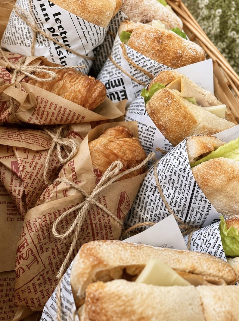 Newspaper Wrapping Paper for Sandwiches - Vintage Deli Sandwich Wrapping Paper Sheets - Pretty Party Boxx
