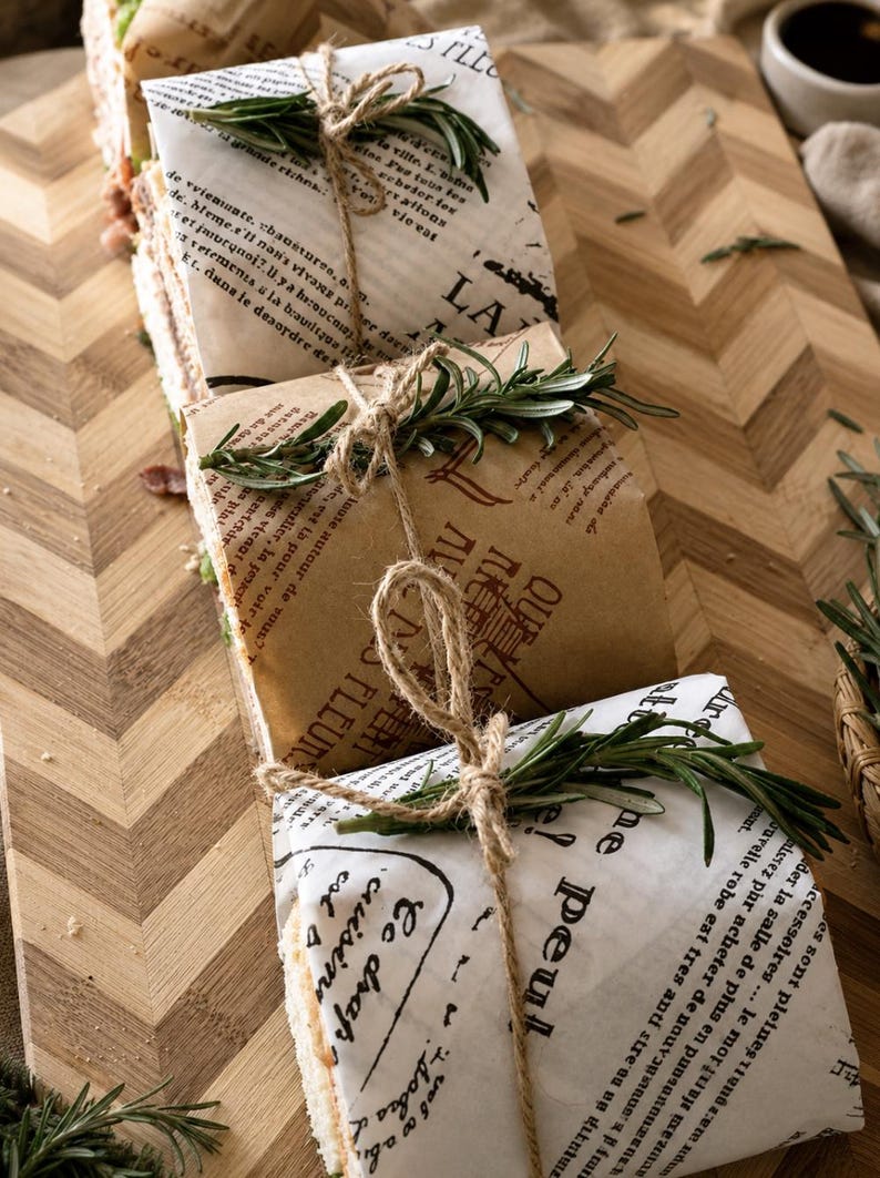 Newspaper Wrapping Paper for Sandwiches - Vintage Deli Sandwich Wrapping Paper Sheets - Pretty Party Boxx