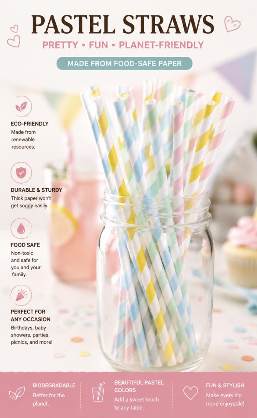 Ice Cream Party Tableware Set for 24 - Pastel Plates, Cups & Summer Party Supplies - Pretty Party Boxx