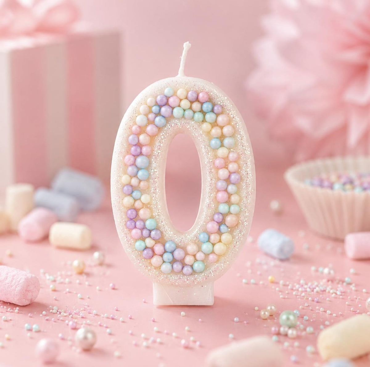 Pastel Birthday Number Candle – Sparkle Cake Topper for Girls’ Birthday Parties & Celebrations - Pretty Party Boxx