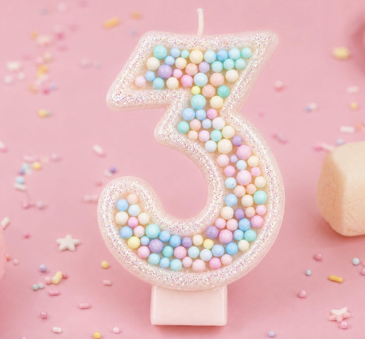 Pastel Birthday Number Candle – Sparkle Cake Topper for Girls’ Birthday Parties & Celebrations - Pretty Party Boxx