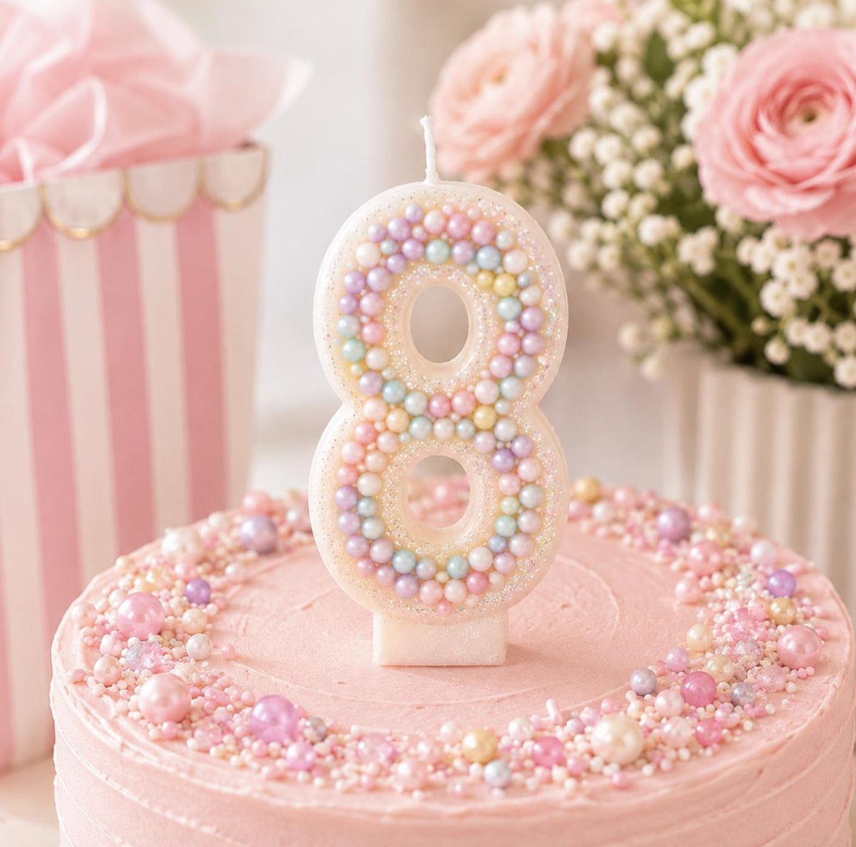Pastel Birthday Number Candle – Sparkle Cake Topper for Girls’ Birthday Parties & Celebrations - Pretty Party Boxx