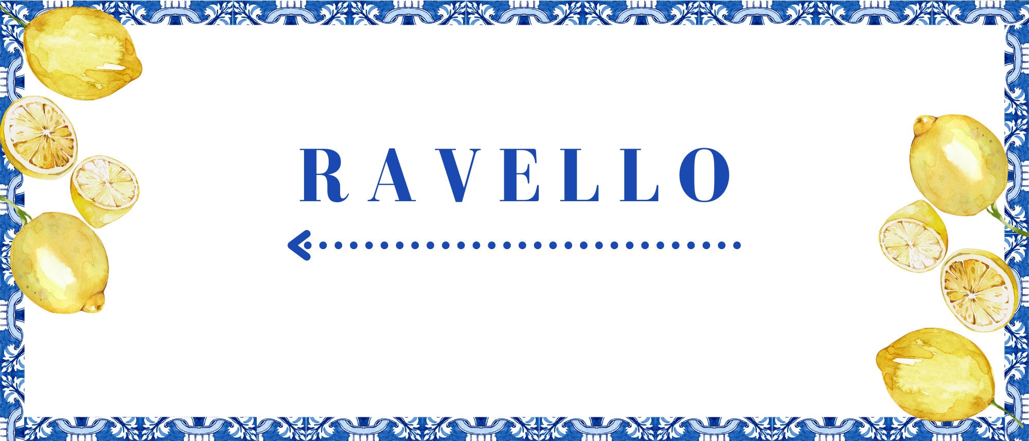 Ravello party sign with Amalfi lemon border design