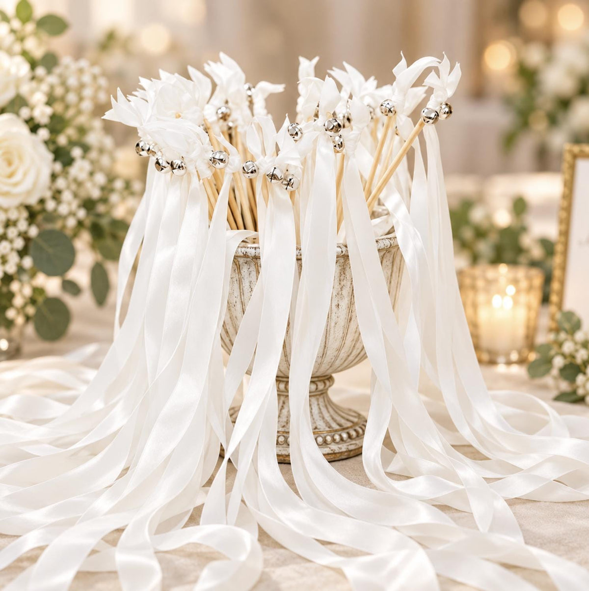 Ribbon Wedding Farewell Wands – Set of 25 Decorative Send - Off Ribbons for Weddings & Celebrations - Pretty Party Boxx