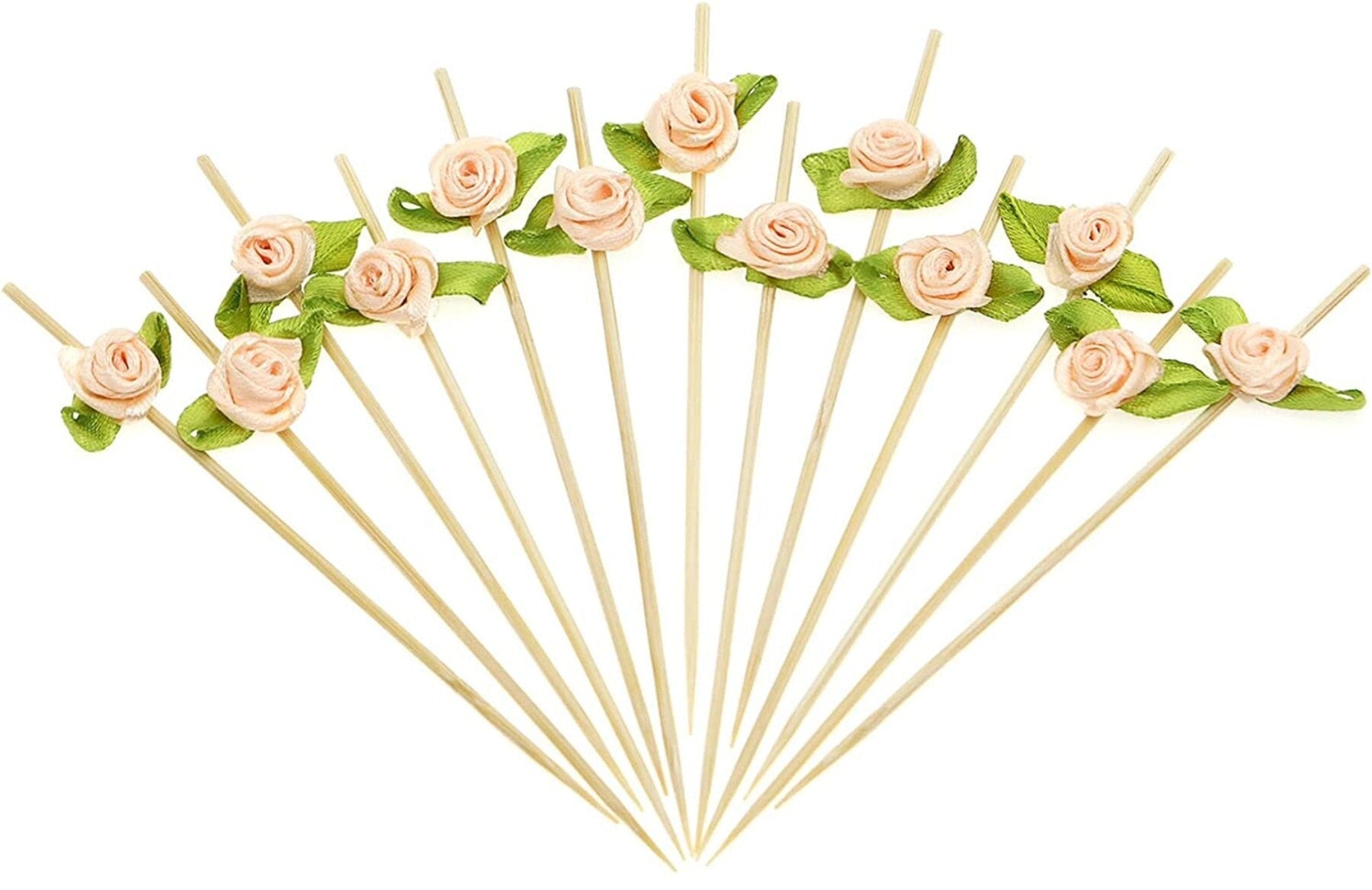 Set of 20 rose charcuterie toothpicks with floral toppers