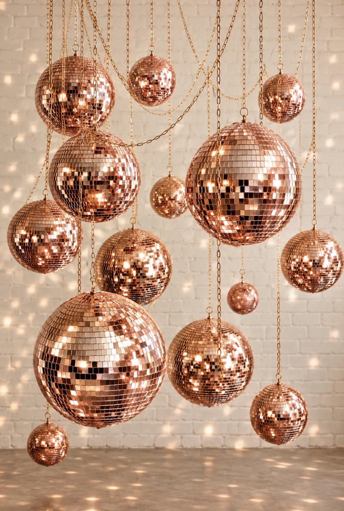 Rose Gold Disco Balls – Hanging Mirror Disco Party Decorations in Assorted Sizes - Pretty Party Boxx