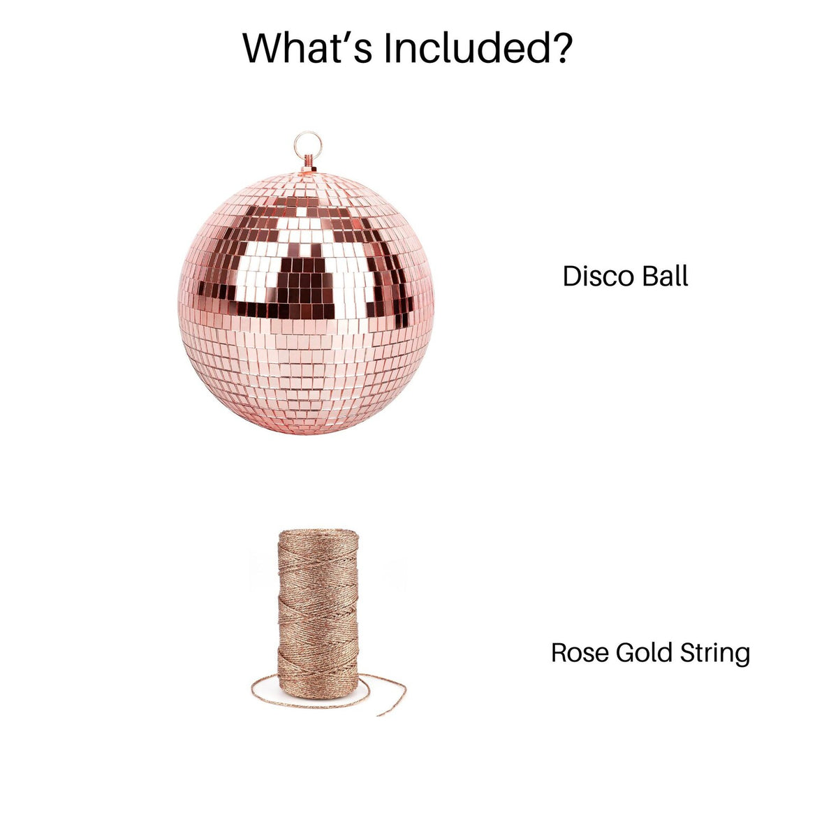 Rose Gold Disco Balls – Hanging Mirror Disco Party Decorations in Assorted Sizes - Pretty Party Boxx