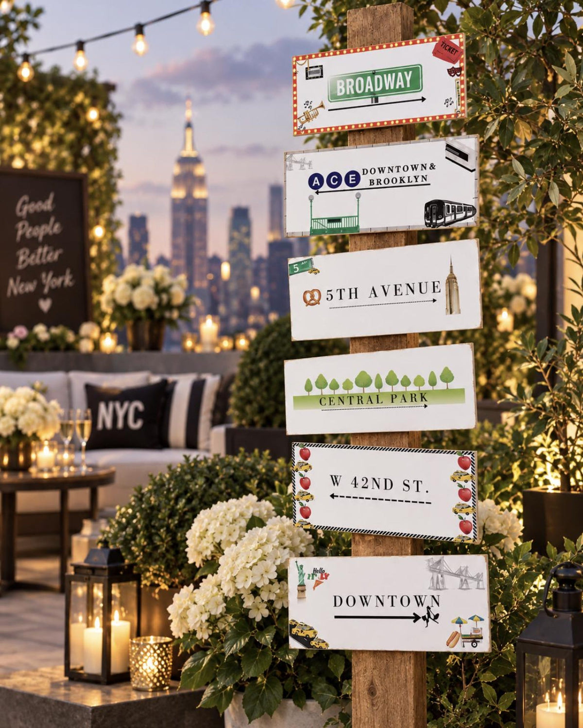Set of 6 NYC Themed Street Signs Digital Download - New York City Themed Party Events - Pretty Party Boxx